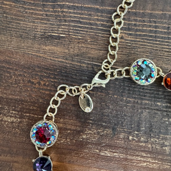 Christian Siriano New York Multi Color Crystal Y Drop Choker Party Necklace - Picture 4 of 5